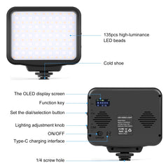 PULUZ Pocket 2500-9900K+RGB Full Color Beauty Fill Light Handheld On-Camera Photography LED Light, 135 LED