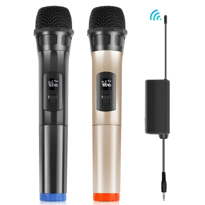 PULUZ 1 To 2 UHF Wireless Dynamic Microphones with LED Display, 3.5mm Transmitter