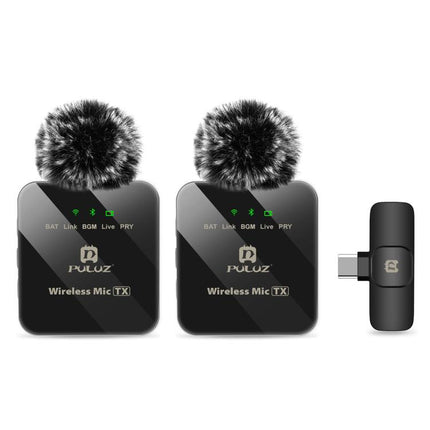 PULUZ Wireless Lavalier Microphone for Type-C Phone, Type-C Receiver and Dual Microphones, Type-C 2 TX + 1 RX