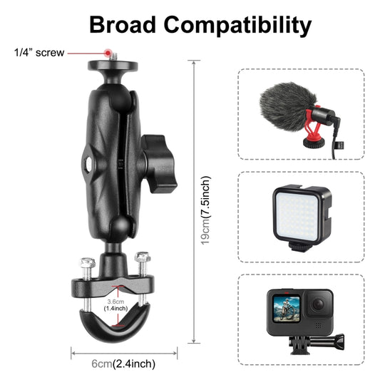 PULUZ Motorcycle Handlebar Fixed Mount U-Bolt Base Holder for GoPro and Other Action Cameras, Handlebar Mount