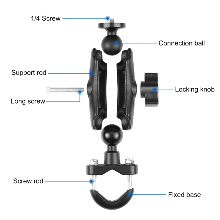 PULUZ Motorcycle Handlebar Fixed Mount U-Bolt Base Holder for GoPro and Other Action Cameras