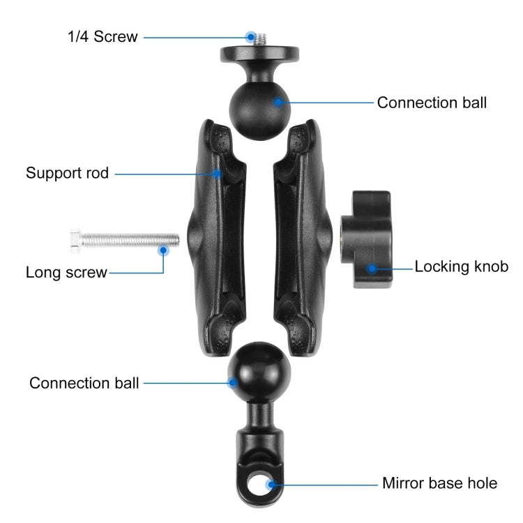 PULUZ Motorcycle Holder Mirror Base Hole Fixed Mount for GoPro and Other Action Cameras