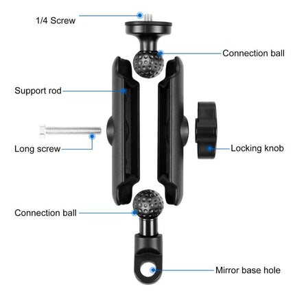 PULUZ Motorcycle Holder Mirror Base Hole Fixed Mount for GoPro and Other Action Cameras, Mirror Base Hole Mount