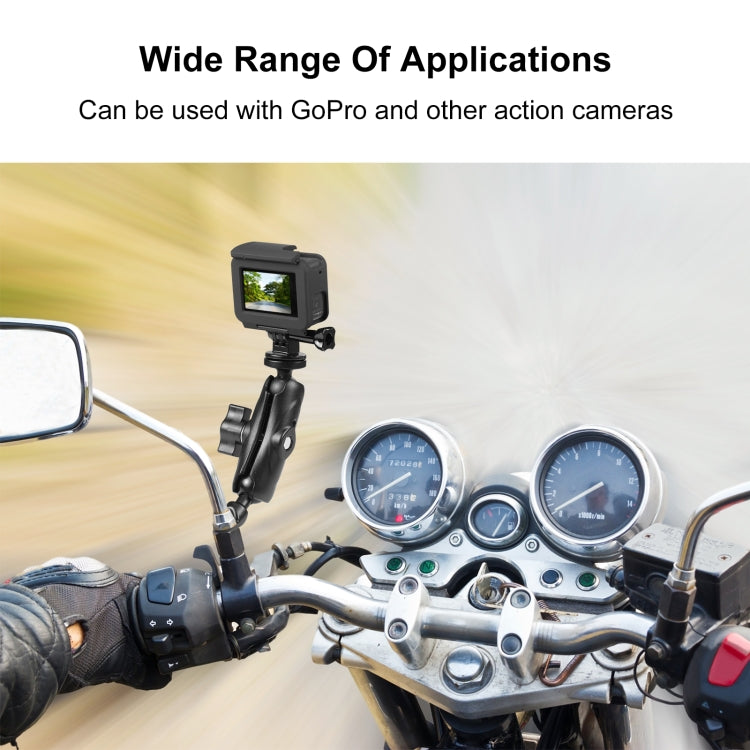 PULUZ Motorcycle Holder Mirror Base Hole Fixed Mount for GoPro and Other Action Cameras