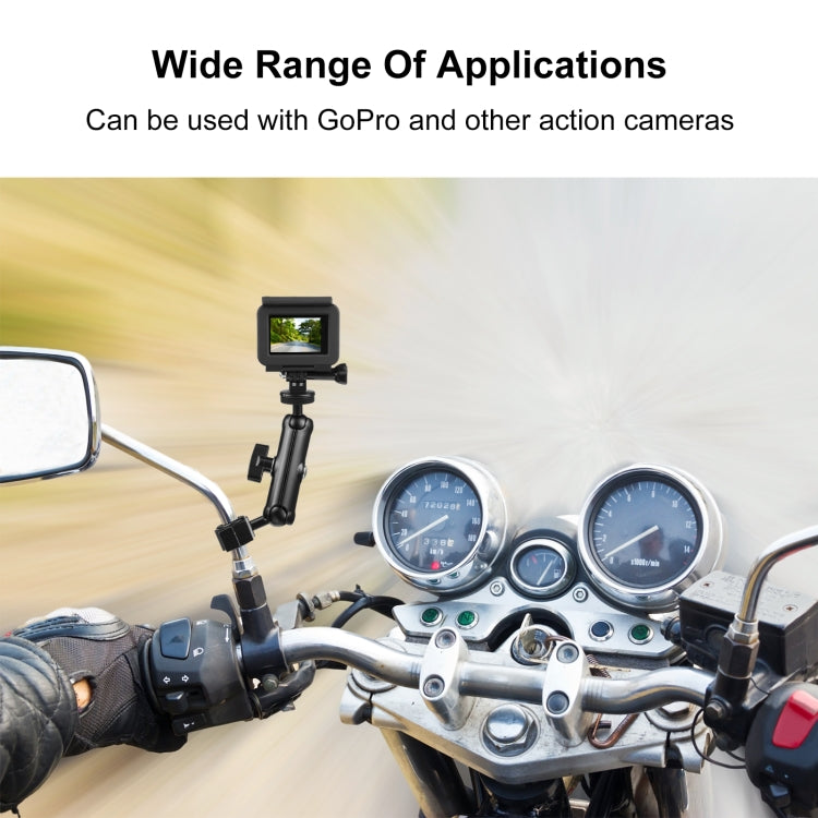 PULUZ Motorcycle Holder Rearview Mirror Fixed Mount for GoPro and Other Action Cameras