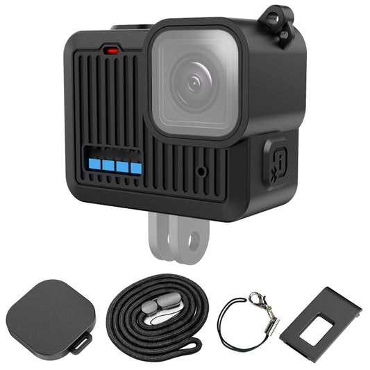 For GoPro HERO 2024 PULUZ Silicone Protective Case Side Interface Cover with Wrist Strap & Lens Cover, Silicone Protective Case