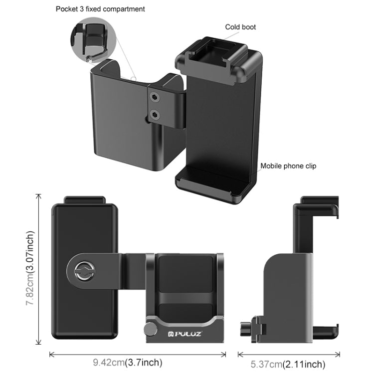 For DJI OSMO Pocket 3 PULUZ Protective Frame Expansion Phone Clamp  Adapter Bracket