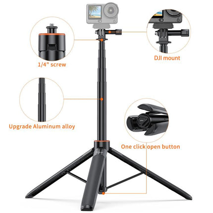 PULUZ 1.3m Action Camera Selfie Stick Tripod Vlog Live Streaming Holder, 1.4m Action Camera Tripod
