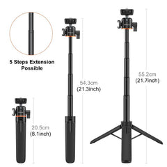 PULUZ Mini Phone Camera Extension Tripod Stand 360 Degree Ball Head Cold Shoe Selfie Stick
