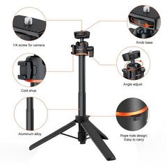 PULUZ Mini Phone Camera Extension Tripod Stand 360 Degree Ball Head Cold Shoe Selfie Stick