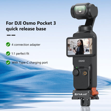 For DJI Osmo Pocket 3 PULUZ Type-C Charging Base Quick Release Mount Adapter