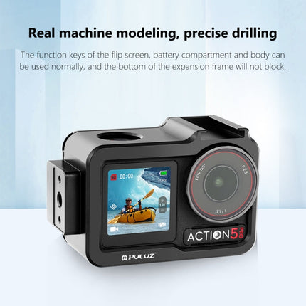 For DJI Osmo Action 5 Pro PULUZ Metal Cage Expansion Adapter Frame with Cold Shoe