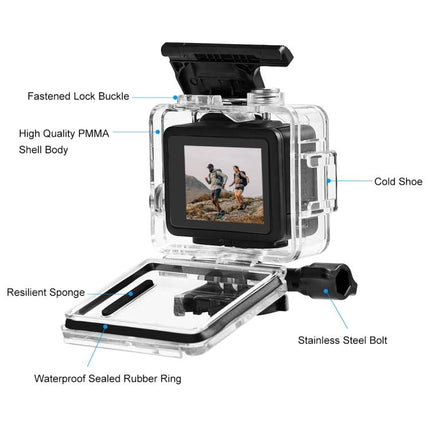 For GoPro HERO 4K 2024 PULUZ 60m / 196ft Waterproof Housing Protective Case with Buckle Basic Mount & Screw, Waterproof Case