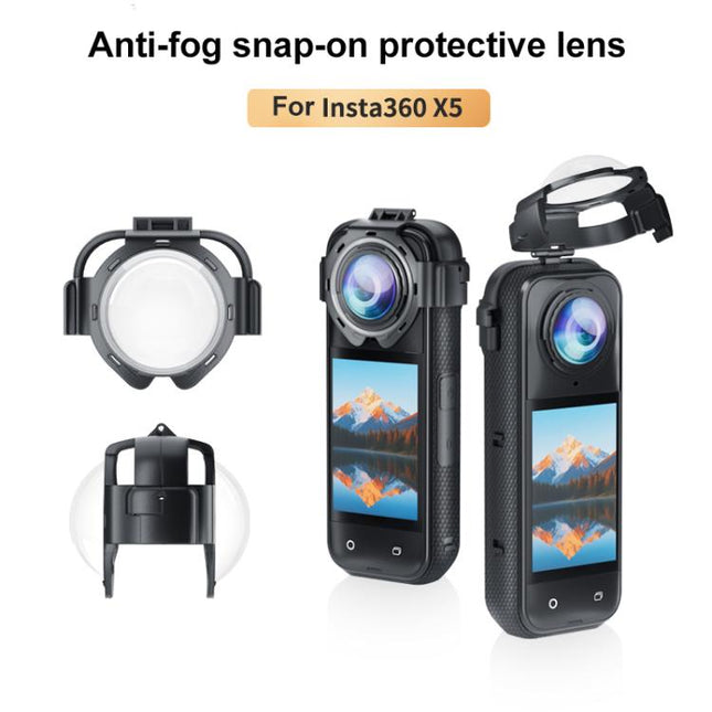 For Insta360 X5 PULUZ Snap-on Optical Tempered Glass Lens Guard Protective Cover, For Insta360 X5