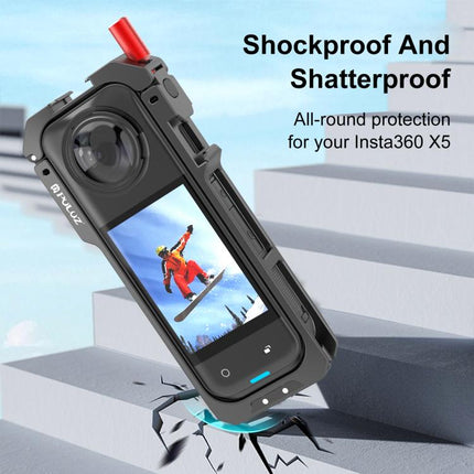 For Insta360 X5 PULUZ Metal Protective Cage Rig Housing Frame with Lens Cover, Metal Protective Cage