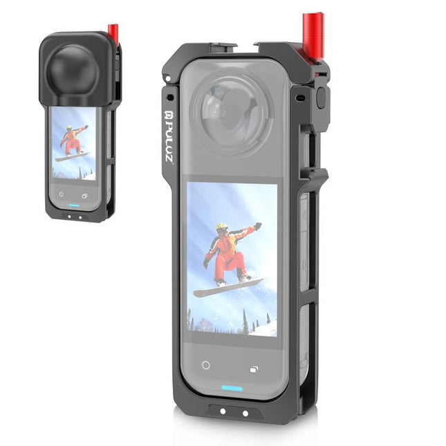 For Insta360 X5 PULUZ Metal Protective Cage Rig Housing Frame with Lens Cover, Metal Protective Cage