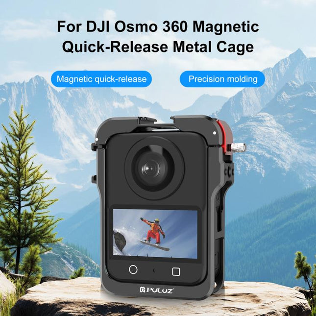 For DJI Osmo 360 PULUZ Aluminum Alloy Protective Cage Expansion Frame with Lens Cover