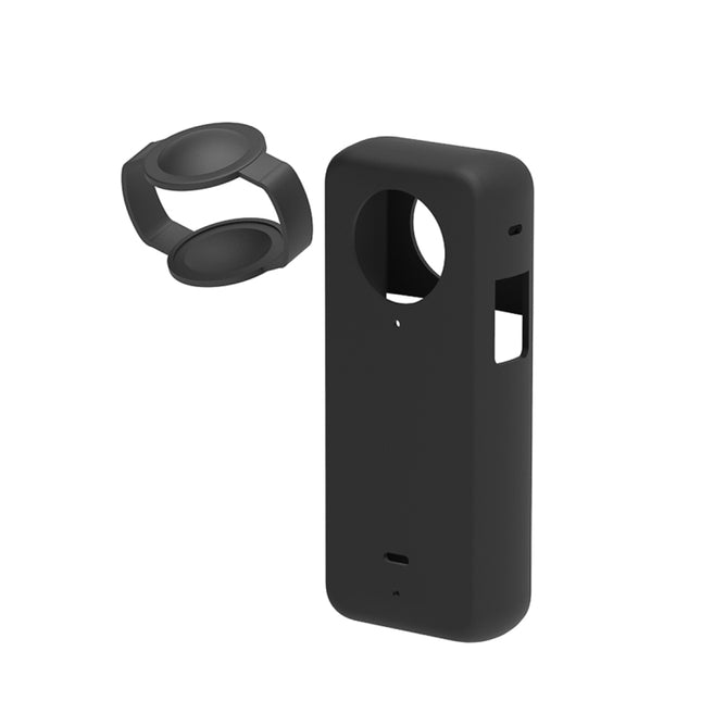 For Insta360 X3 PULUZ Silicone Protective Case with Lens Cover, Silicone Case(Black)