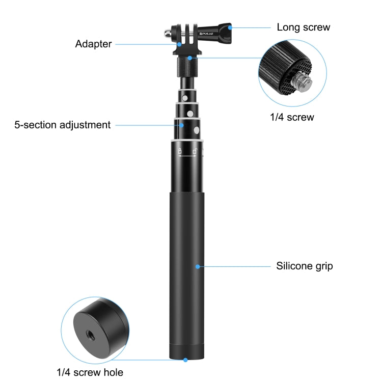 PULUZ 73.5cm Metal Selfie Stick Monopod with Invisible Adapter Base & Screw for Insta360 One RS / X2 / X3, 70cm Monopod