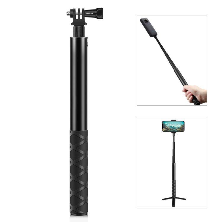 PULUZ 110cm Metal Selfie Stick Monopod with Invisible Adapter Base & Screw for Insta360 One RS / X2 / X3 / X4