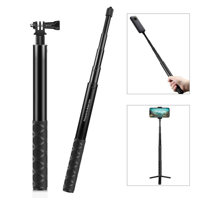 PULUZ 110cm Metal Selfie Stick Monopod with Invisible Adapter Base & Screw for Insta360 One RS / X2 / X3 / X4 / DJI Osmo 360