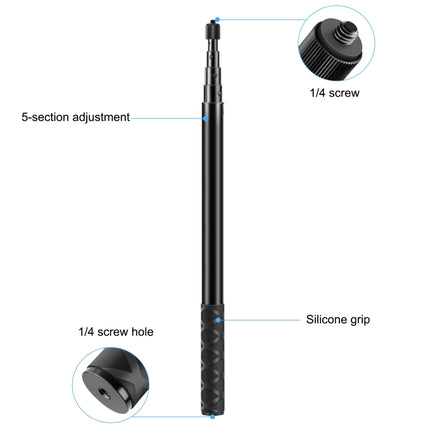 PULUZ 157cm Metal Selfie Stick Monopod  for Insta360 One RS / X2 / X3 / X4 / DJI Osmo 360, 150cm Monopod