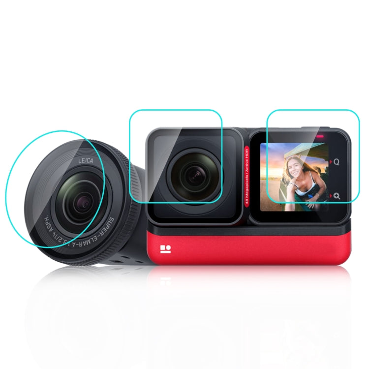 For Insta360 One RS PULUZ 3 in 1 Screen + 4K Lens + Leica Lens Tempered Glass Film