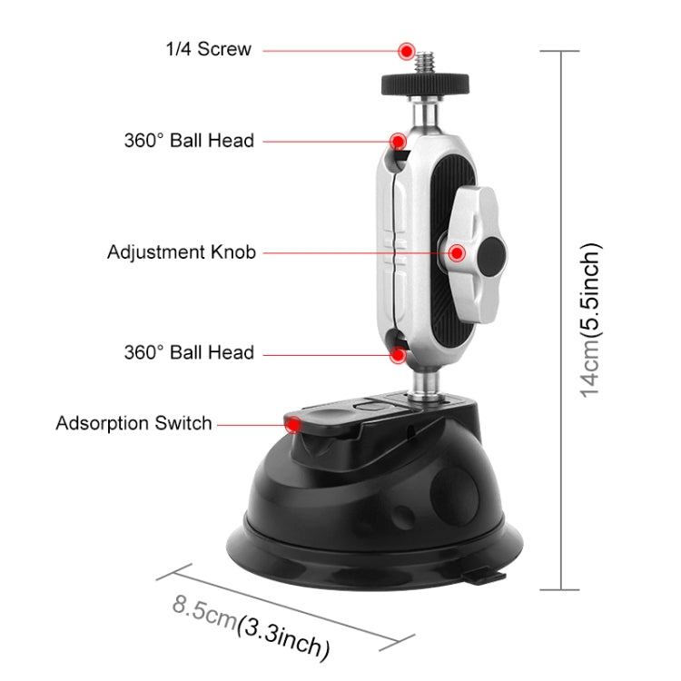 PULUZ Car Suction Cup Arm Mount with Phone Clamp & Mount Adapter & Long Screw