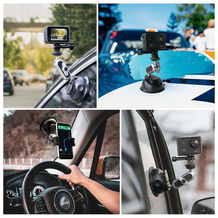 PULUZ Car Suction Cup Arm Mount with Phone Clamp & Mount Adapter & Long Screw