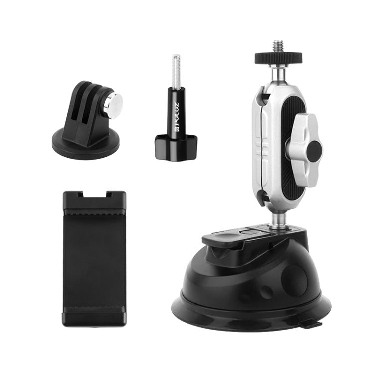 PULUZ Car Suction Cup Arm Mount with Phone Clamp & Mount Adapter & Long Screw