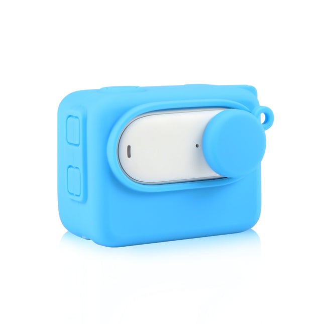 For Insta360 GO 3 PULUZ Camera Charging Case Silicone Case with Lens Cap & Strap, Silicone Case with Lens Cap(Blue)