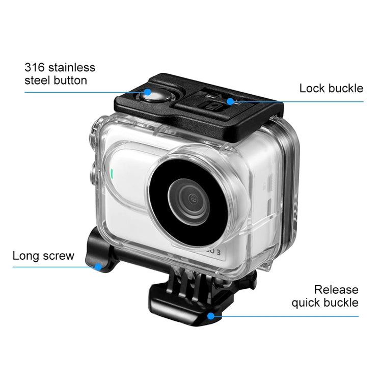 For Insta360 GO 3 PULUZ 60m Underwater Waterproof Housing Case with Base Adapter & Screw