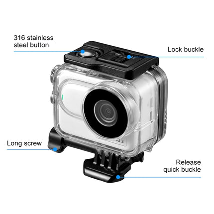 For Insta360 GO 3 PULUZ 60m Underwater Waterproof Housing Case with Base Adapter & Screw, Waterproof Housing Case