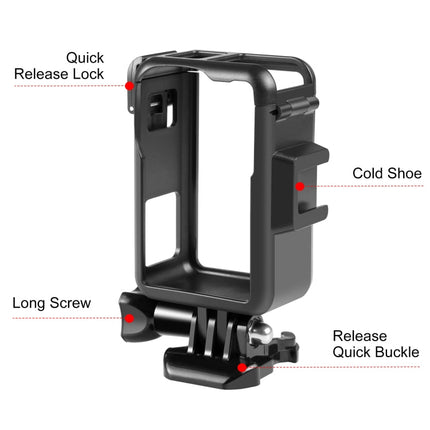 For DJI Osmo Action 4 / 3 PULUZ Vertical Plastic Protective Frame Cage with Cold Shoes