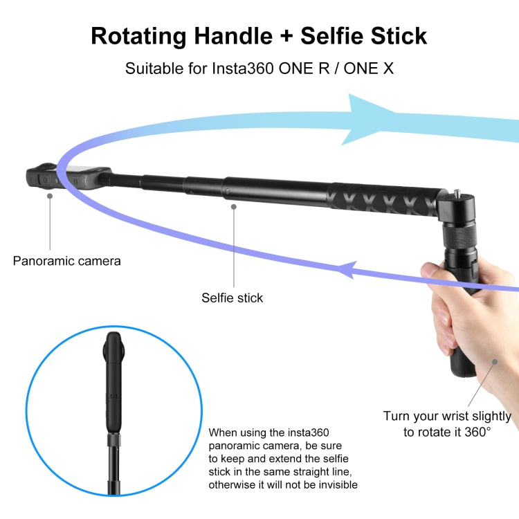 For Insta360 X3 PULUZ Rotary Handle Desktop Tripod Stand 110cm Selfie Stick Monopod