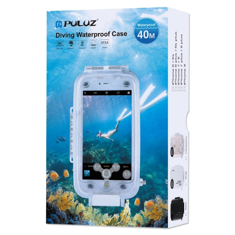 For iPhone X / XS PULUZ 40m/130ft Waterproof Diving Case, Photo Video Taking Underwater Housing Cover, For iPhone X / XS(White), For iPhone X / XS(Transparent), For iPhone X / XS(Black)