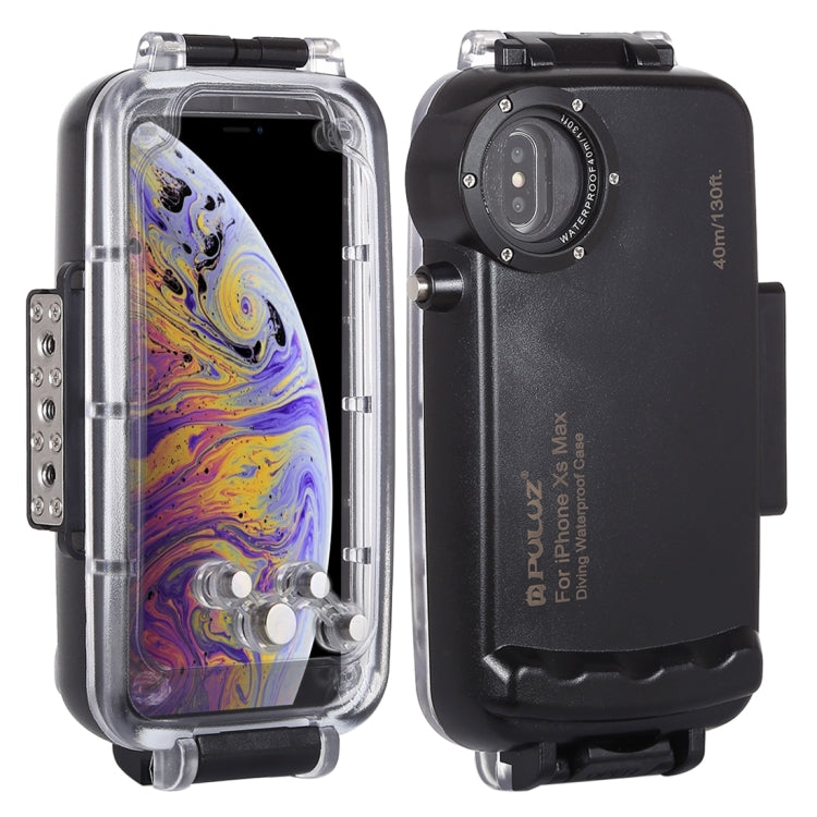 For iPhone XS Max PULUZ 40m/130ft Waterproof Diving Case, Photo Video Taking Underwater Housing Cover, For iPhone XS Max(Black), For iPhone XS Max(White), For iPhone XS Max(Transparent)