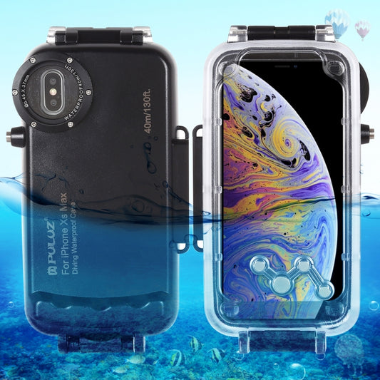 For iPhone XS Max PULUZ 40m/130ft Waterproof Diving Case, Photo Video Taking Underwater Housing Cover, For iPhone XS Max(Black), For iPhone XS Max(White), For iPhone XS Max(Transparent)