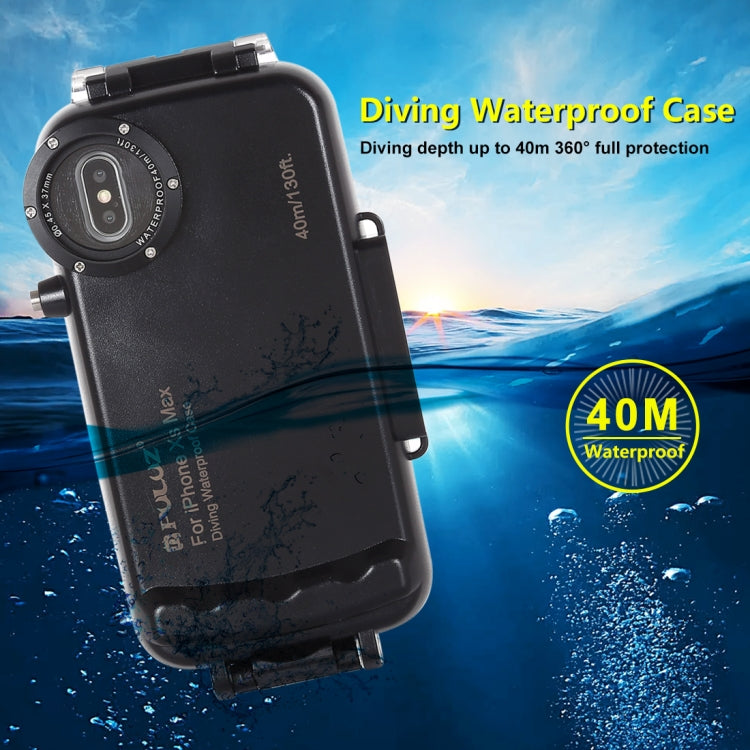 For iPhone XS Max PULUZ 40m/130ft Waterproof Diving Case, Photo Video Taking Underwater Housing Cover, For iPhone XS Max(Black), For iPhone XS Max(White), For iPhone XS Max(Transparent)