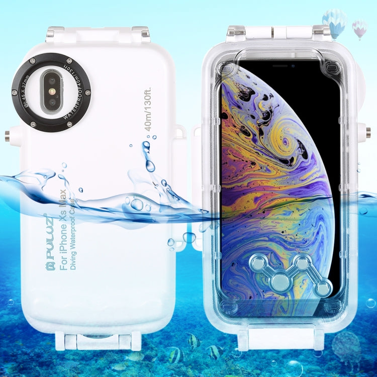 For iPhone XS Max PULUZ 40m/130ft Waterproof Diving Case, Photo Video Taking Underwater Housing Cover, For iPhone XS Max(Black), For iPhone XS Max(White), For iPhone XS Max(Transparent)