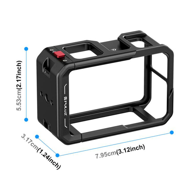For DJI Osmo Action 5 Pro / 4 / 3 PULUZ All-inclusive Aluminum Alloy Cage Expansion Adapter Frame with Lens Cover