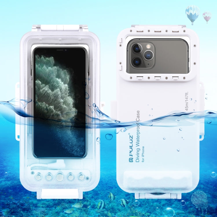 PULUZ 45m/147ft Waterproof Diving Case Photo Video Taking Underwater Housing Cover for iPhone 14 Series, iPhone 13 Series, iPhone 12 Series, iPhone 11 Series, iPhone X Series, iPhone 8 & 7, iPhone 6s, iOS 13.0 or Above Version iPhone