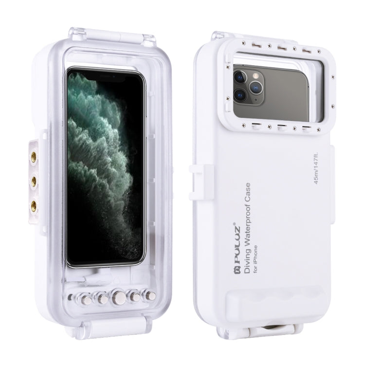 PULUZ 45m/147ft Waterproof Diving Case Photo Video Taking Underwater Housing Cover for iPhone 14 Series, iPhone 13 Series, iPhone 12 Series, iPhone 11 Series, iPhone X Series, iPhone 8 & 7, iPhone 6s, iOS 13.0 or Above Version iPhone