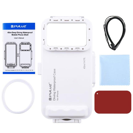 PULUZ 45m/147ft Waterproof Diving Case Photo Video Taking Underwater Housing Cover for iPhone 14 Series, iPhone 13 Series, iPhone 12 Series, iPhone 11 Series, iPhone X Series, iPhone 8 & 7, iPhone 6s, iOS 13.0 or Above Version iPhone�������������������...