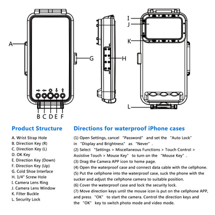 PULUZ 45m/147ft Waterproof Diving Case Photo Video Taking Underwater Housing Cover for iPhone 14 Series, iPhone 13 Series, iPhone 12 Series, iPhone 11 Series, iPhone X Series, iPhone 8 & 7, iPhone 6s, iOS 13.0 or Above Version iPhone�������������������...