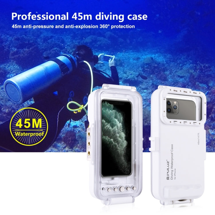 PULUZ 45m/147ft Waterproof Diving Case Photo Video Taking Underwater Housing Cover for iPhone 14 Series, iPhone 13 Series, iPhone 12 Series, iPhone 11 Series, iPhone X Series, iPhone 8 & 7, iPhone 6s, iOS 13.0 or Above Version iPhone