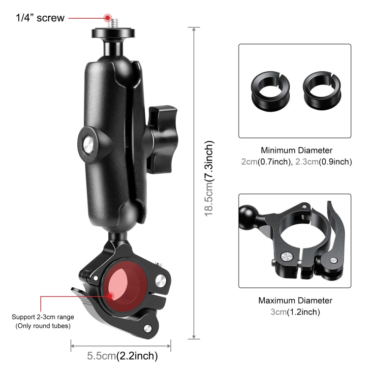 PULUZ Motorcycle O-Clip Quick Release Clamp Handlebar Fixed Mount Holder for GoPro and Other Action Cameras