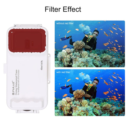 PULUZ 45m/147ft Waterproof Diving Case Photo Video Taking Underwater Housing Cover for iPhone 17 Pro / 17 / Air / 16 / 16 Pro / 15 / 15 Pro, Galaxy, Huawei, Xiaomi, Google Android OTG Smartphones with Type-C Port