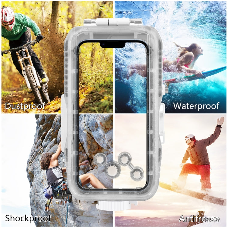 PULUZ 40m/130ft Waterproof Diving Case for iPhone 16 / 15 / 15 Pro / 14 / 14 Pro / 13 / 13 Pro / 12 / 12 Pro, with One-way Valve Photo Video Taking Underwater Housing Cover, For iPhone 14 / 14 Pro