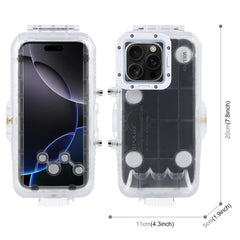 For iPhone 16 Pro Max PULUZ 40m/130ft Waterproof Diving Case with One-way Valve Photo Video Taking Underwater Housing Cover, For iPhone 16 Pro Max (White), For iPhone 16 Pro Max (Transparent)